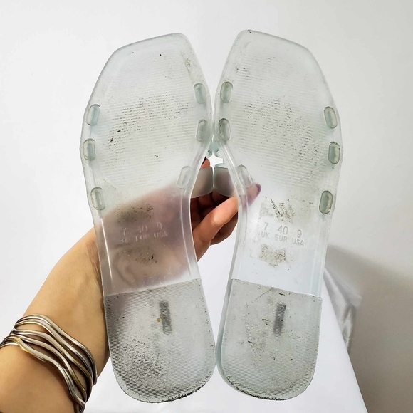 ASOS US size 9 Clear Wide fit Frame Woven Jelly Flat Mules - Picture 6 of 9